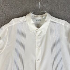 Cubavera Shirt Mens 3X White Embroidered Front Panels Button Short Sleeve